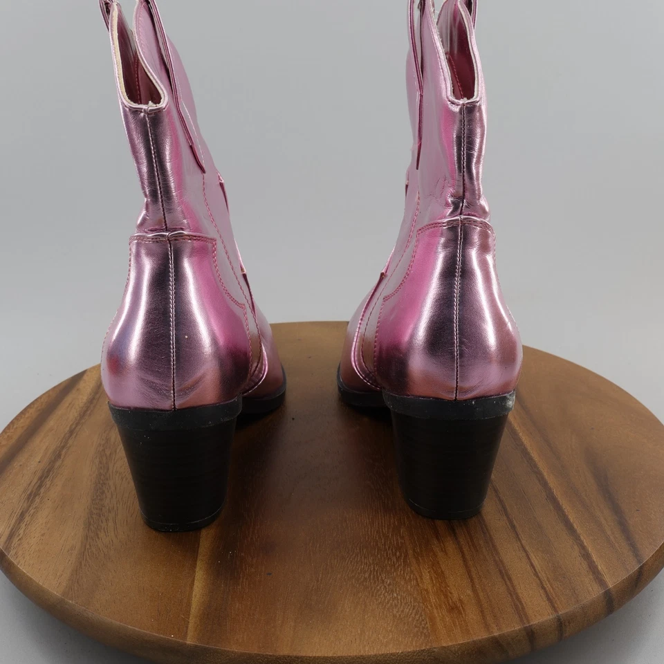 Bambú Mujer Rosa Metalizado Botas Vaqueras Punta Talla 9 Foto 4 de 4