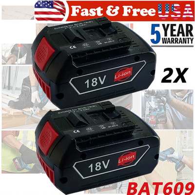 2PCS 18V Battery For Bosch 18V 6.0AH Li-ion BAT609 BAT610G BAT618 GSR18V-LI US #