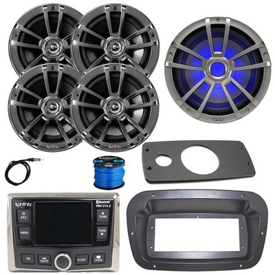 Infinity Radio, ANT, LED Sub, 4x 6.5'' 225W Chrome Speakers,Adapter, Spa Bezel