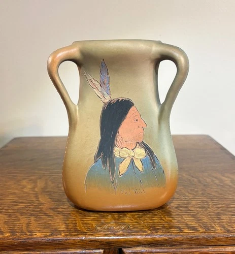 Weller Pottery Dickens II Native American Vase "Fox Tail" MINT!