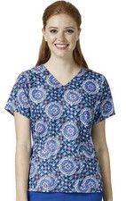 vera bradley halo laos lily blue print scrub top Front Pocket Logo Charm Sz S