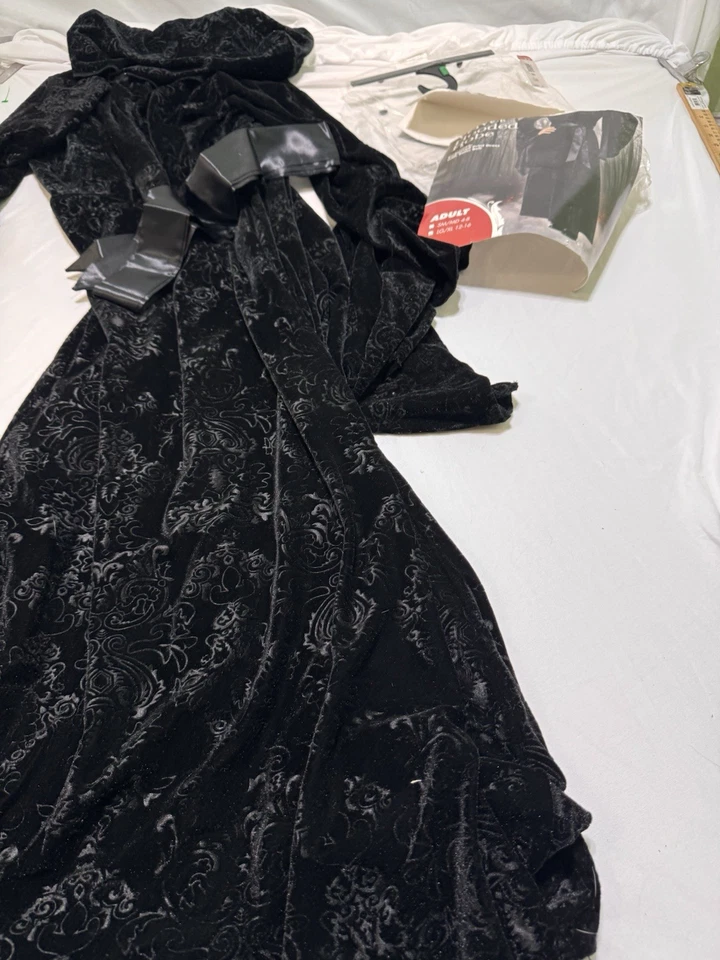 Disfraz de bruja mago con capucha de terciopelo negro túnica capa gótica medieval L/xl espíritu Foto 2 de 4