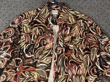 Chico's Open Front Jacket Women's Size 2 Stretch Abstract Art Boho Geometric