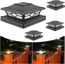 Solar Post Cap Lights Outdoor 4 Pack – Waterproof Solar Powered Deck Fence Post
