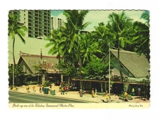 Birds eye view of fabulous international marketplace Waikiki Beach VTG postcard 