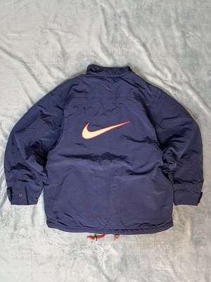 Vintage Nike Puffer Jacket Navy Blue Fleece Lined 90s Y2K Men s XL