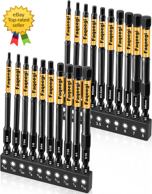 20 Piece Impact Hex Bit Set 4 Inch Metric SAE S2 Steel 1 4 Inch Drill Driver Set