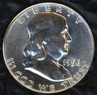 1956-P BU FRANKLIN HALF DOLLAR ~ 90% SILVER ~ BEAUTIFUL LUSTER ~ 1c START