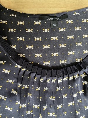 comma Damen Bluse Gr. 36 Blau Gepunktet Ärmellos