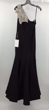 Mac Duggal Women's Black One Shoulder Beaded Floral Mermaid Gown 11810 Sz 6 NWT