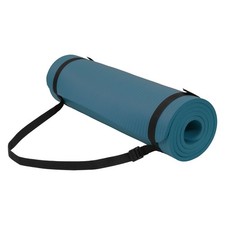 Fitvids 1/2" Thick High Density Yoga Mat, Carrying Strap, Navy Blue Used 
