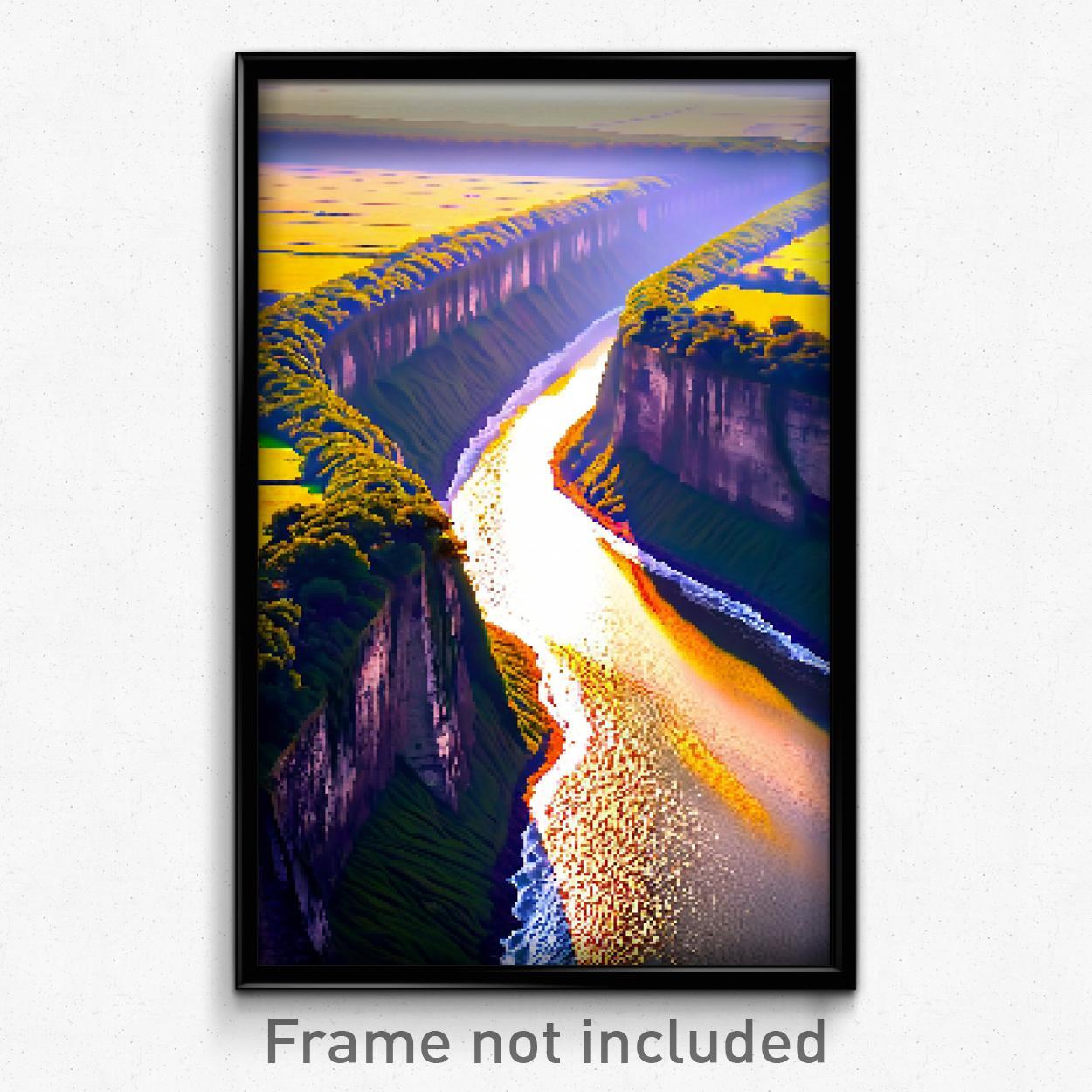 Pixel Art Poster - Tremendous River (8 Bit Psychedelic Trippy Video Game Print)