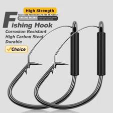 50pcs Fishing Weedless Hooks Circle Hooks Wacky Bass Hooks Wacky Rigging 1#-4/0#