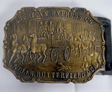 Vintage American Express Co. Wells, Butterifield  Co. Brass Belt Buckle