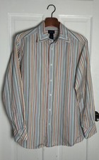 Claiborne Mens Dress Shirt, L, Multi Stripe, EUC