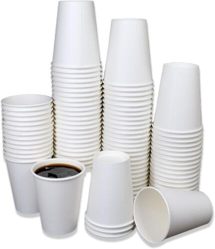 100 tazze di carta bianca 12 oz bevande calde e fredde ecologiche usa e getta tazza festa - Foto 5 di 5