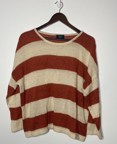 VICI burnt orange cream striped sweater 