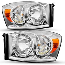 For 2006-2008 Dodge Ram 1500 2007-2009 2500 3500 Headlights Left+Right Headlamps