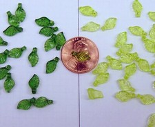 TINY Transparent Acrylic Leaves  Light Green Dark Green   ~ Itty Bitty 5mm x 9mm