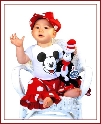 BonEful Fabric Cotton Black White B&W Polka Dot Mickey Minnie Disney Print SCRAP - Picture 5 of 13