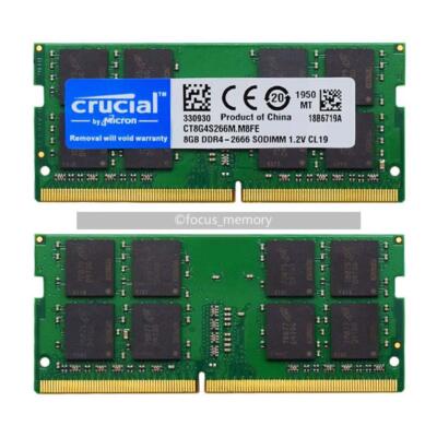 Crucial 16GB (2x 8GB) Ram DDR4-2666 SO-DIMM Laptop Memory