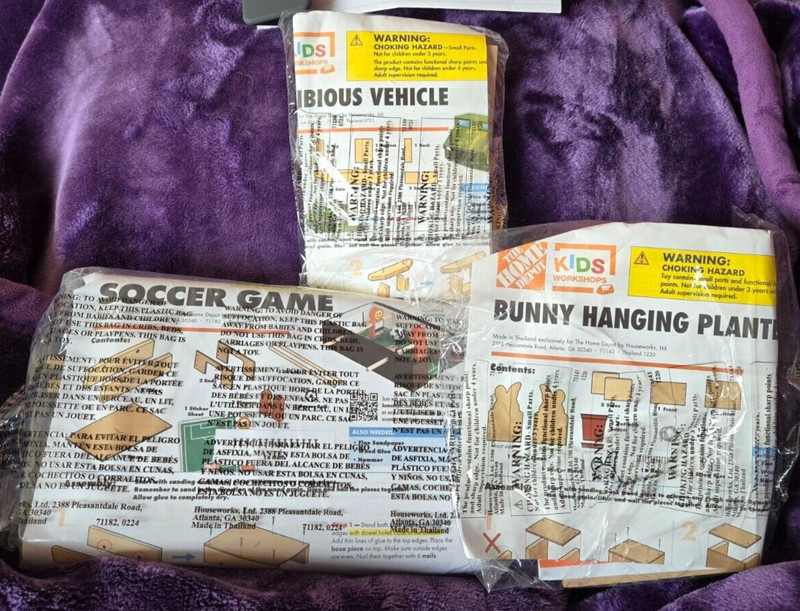 3 new Home Depot Kids Workshop Kits, Planter, Vehicle, Soccer Game, Free Shippin