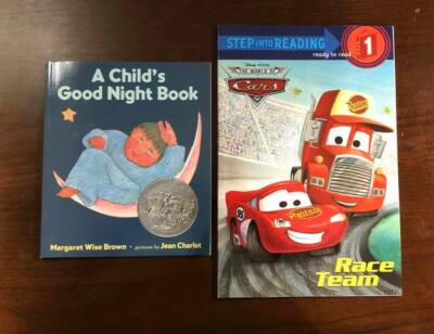 Lot of 2 books for beginning readers - Cars Pixar, Good Night Book - Homeschool