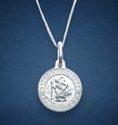 Silver St. Christopher Sterling 925 Silver Pendant 12x19mm & 46cm Curb Chain