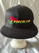 VTG Tyrolia Fitted Baseball Hat Black/Multi L/XL NICE Jamaica Lion Peak Yupoong