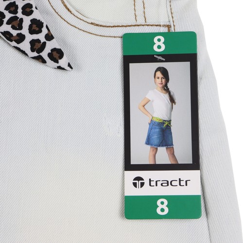 Tractr pantaloncino denim elasticizzato con orlo usurato da bambina con cintura, taglia 8, bianco sporco - Foto 3 di 5