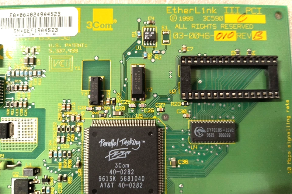 RARE VINTAGE 1994 3COM ETHERLINK III 3C509-C ISA ETHERNET THICK THIN RJ45 MXB91A - Image 4 of 4