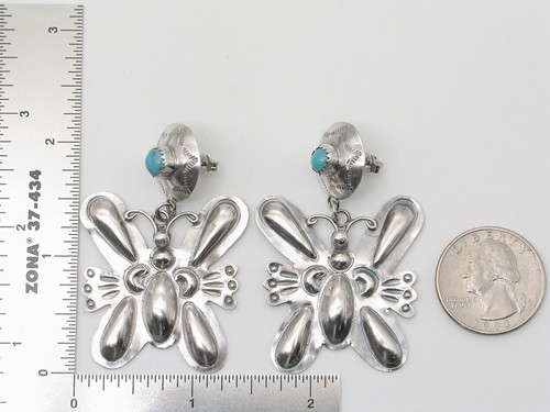 Navajo handgefertigte Ohrstecker Sterlingsilber & Türkis Schmetterling - Bild 6 von 8