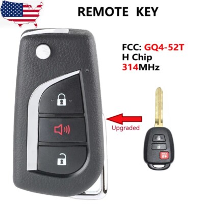 GQ4-52T H Chip Modified Flip Remote Key Fob for TOYOTA RAV4 Highlander Tacoma