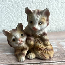 Vintage Cat Figurine Porcelain Ceramic Best Friend Tabby Cats Enesco 
