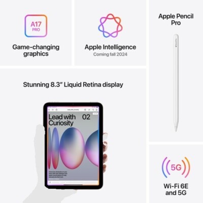   Apple iPad Mini 7 -256GB, Wi-Fi + 5G LTE, Space Gray  NEW CONDITION - BUNDLE