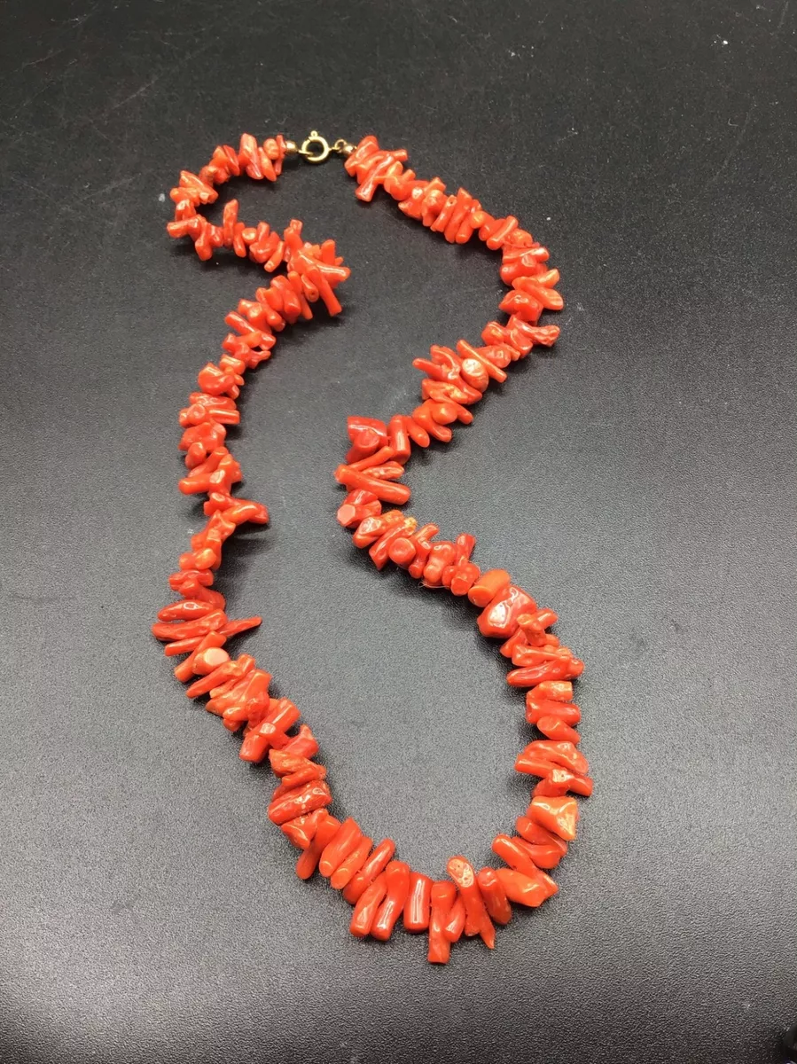 Vintage orange red branch Coral necklace, ca. 1950 - Ruby Lane