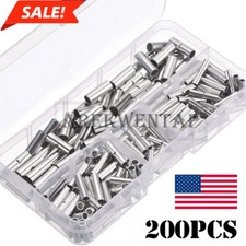 200PCS Bare Copper Wire Splice Butt 22-10 AWG Connectors Ferrule Crimp Terminals