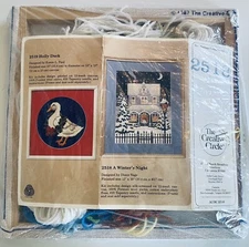 Creative Circle Needlework Kit #2519 Holly Duck - With Wood Canvas 13”x13”