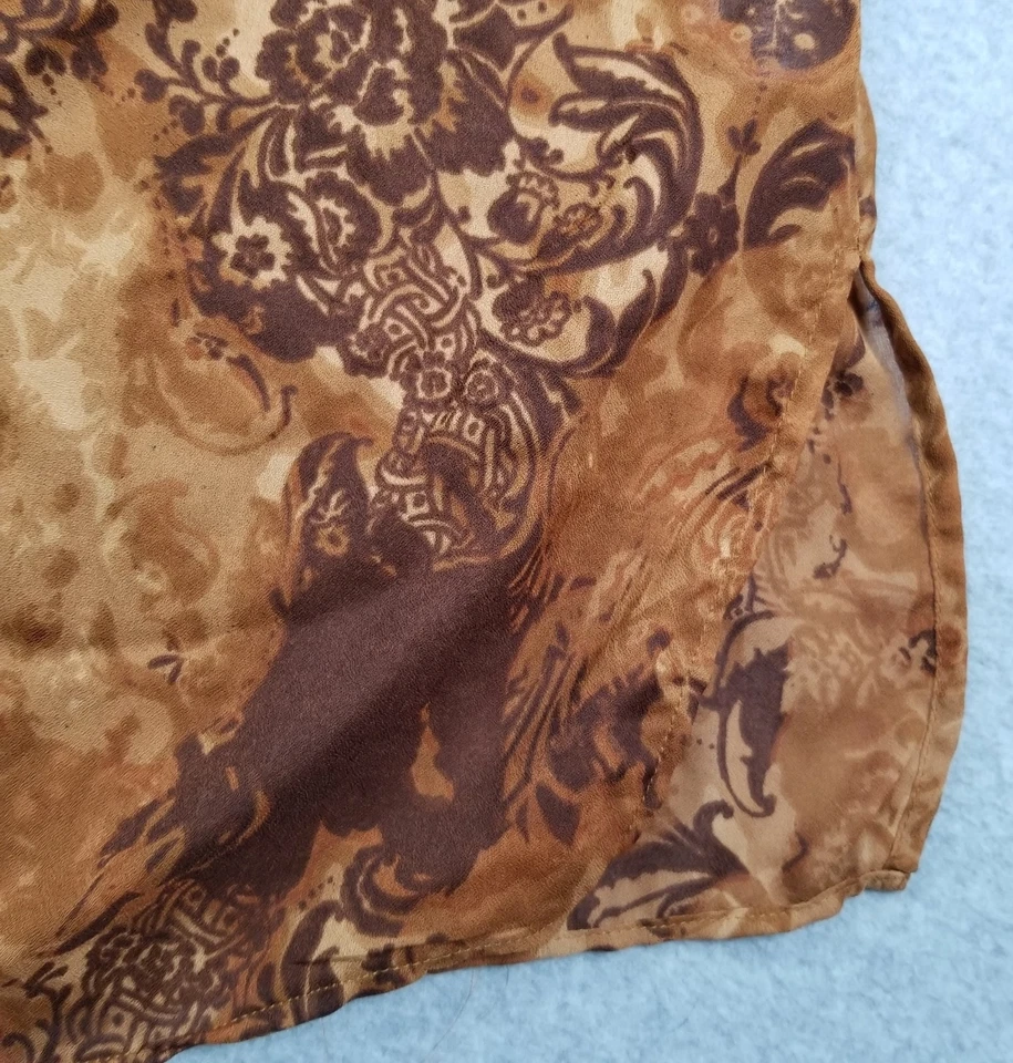 Blusa túnica Metro7 para mujer 16W Plus marrón floral cachemira manga larga fluida Foto 4 de 4