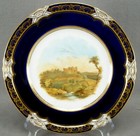 Coalport Hand Painted Carisbrook Castle Cobalt & Gold 9 3/8 Inch Plate 1891-1920