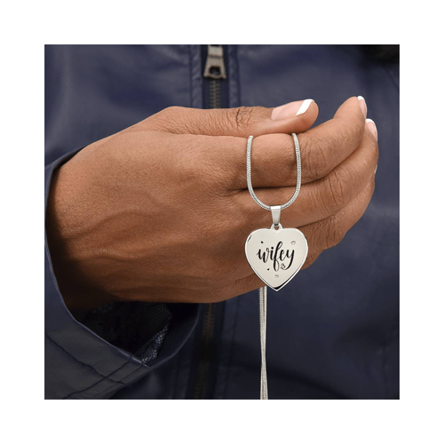 Engraved Heart Necklace - Wifey - Picture 8 of 14