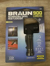 BRAUN 900 Lumen Rechargeable Swivel Head LED Flashlight 59535 Flash Torch Light