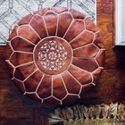 Moroccan Pouf Leather Round Ottoman Footstool Poof Pouffe Seat Stool Tan Hassock — photo 10
