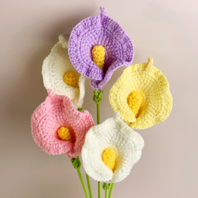 Hand Knitted Calla Lily Flower Bouquet Crochet Flower Simulation