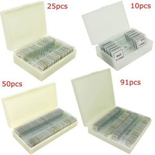 10-200pcs Glass Prepared Biological Microscope Slides Professional Lab Specimens