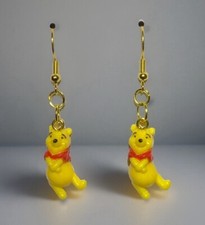3D Gold Winnie The Pooh Drop Dangle Earrings