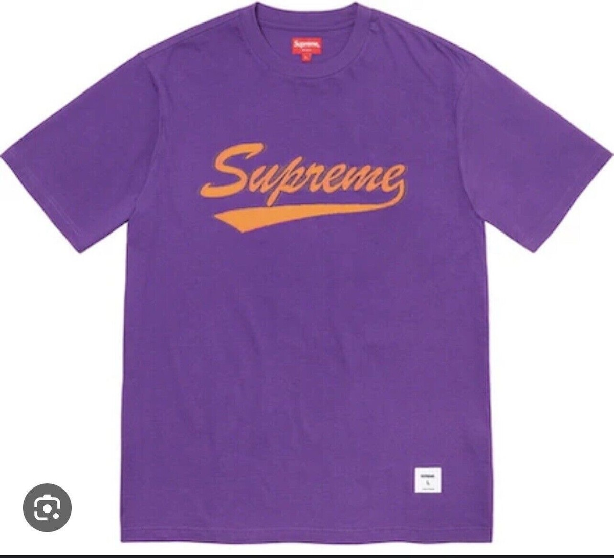 Supreme Intarsia Script Men's Purple Medium Crewneck S/S Tee T