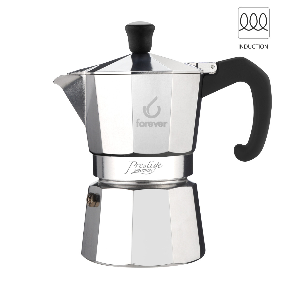 Miss Prestige Induction Moka 2 Tazze Alluminio per Piano Induzione Forever