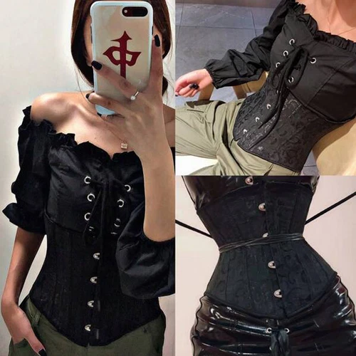 Mujeres Corsé con cordones Soporte Bajo el busto Corsé Bustier Cintura Cintura Cintura Moldeador de Cuerpo - Imagen 6 de 17