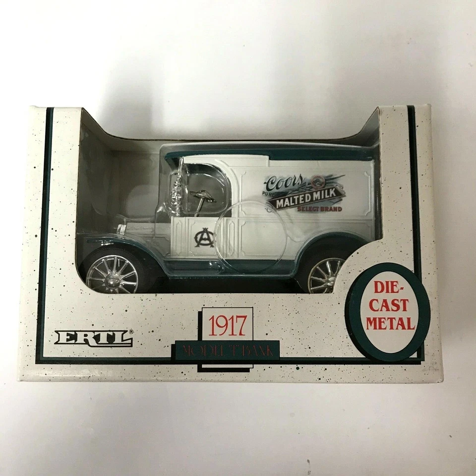 Banco de metal fundido a presión de leche malteada modelo T Coors ERTL 1917 escala 1/25 en caja #2603 Foto 2 de 4